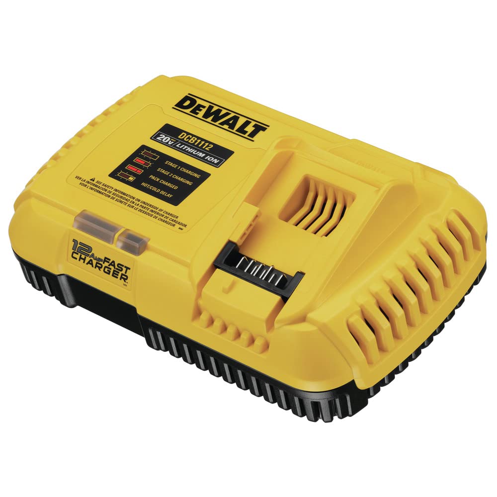 DEWALT DCB1112 LED charge indicator helps plan work with easy visibility.
