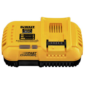 DEWALT DCB118 front view, fan-cooled charger for faster battery cycles.
