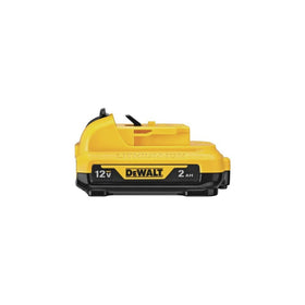 DEWALT DCB122 battery front view, compact 12V power for handheld tools