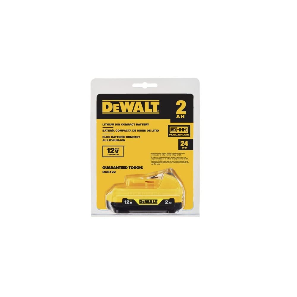 DEWALT DCB122 battery packaging, ready to power your 12V system