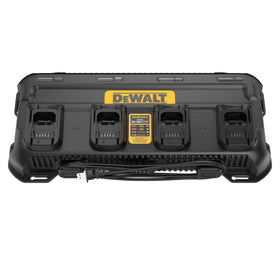 DEWALT DCB1404 front view shows a compact multiport charger for quick tool battery refresh