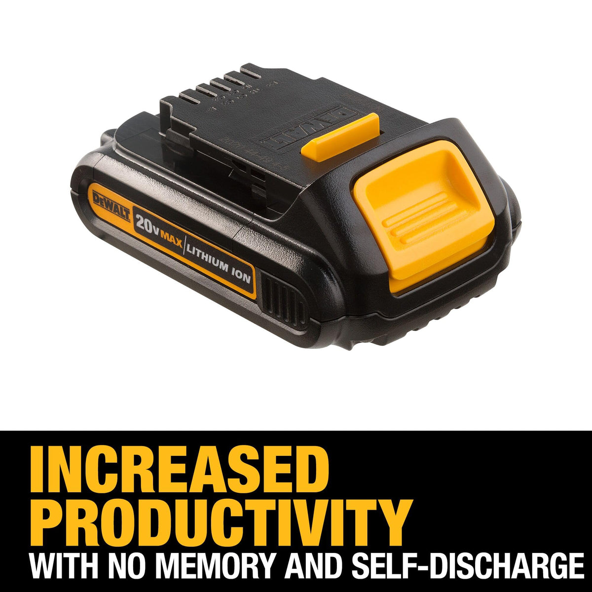 DEWALT 20V MAX battery in drill, showing extended runtime on site.