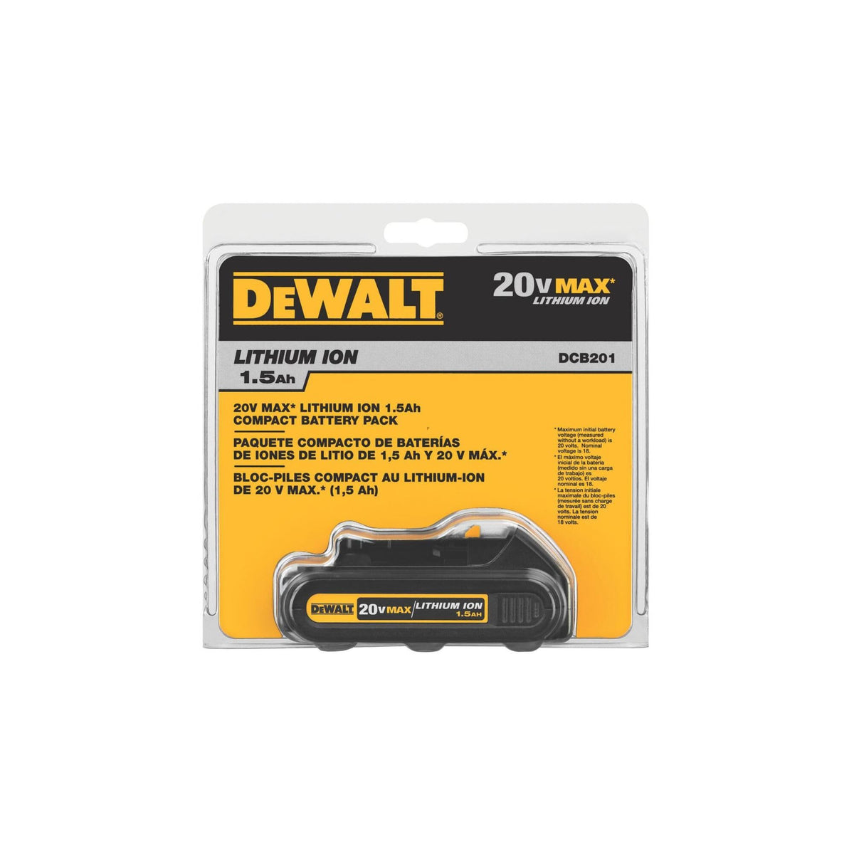 DEWALT DCB201 compact dimensions optimize tool access.