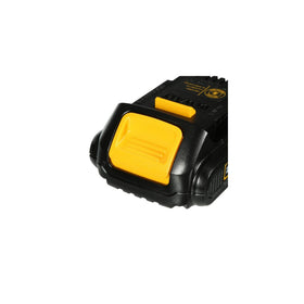 DEWALT compact battery held in hand, lightweight for less fatigue.