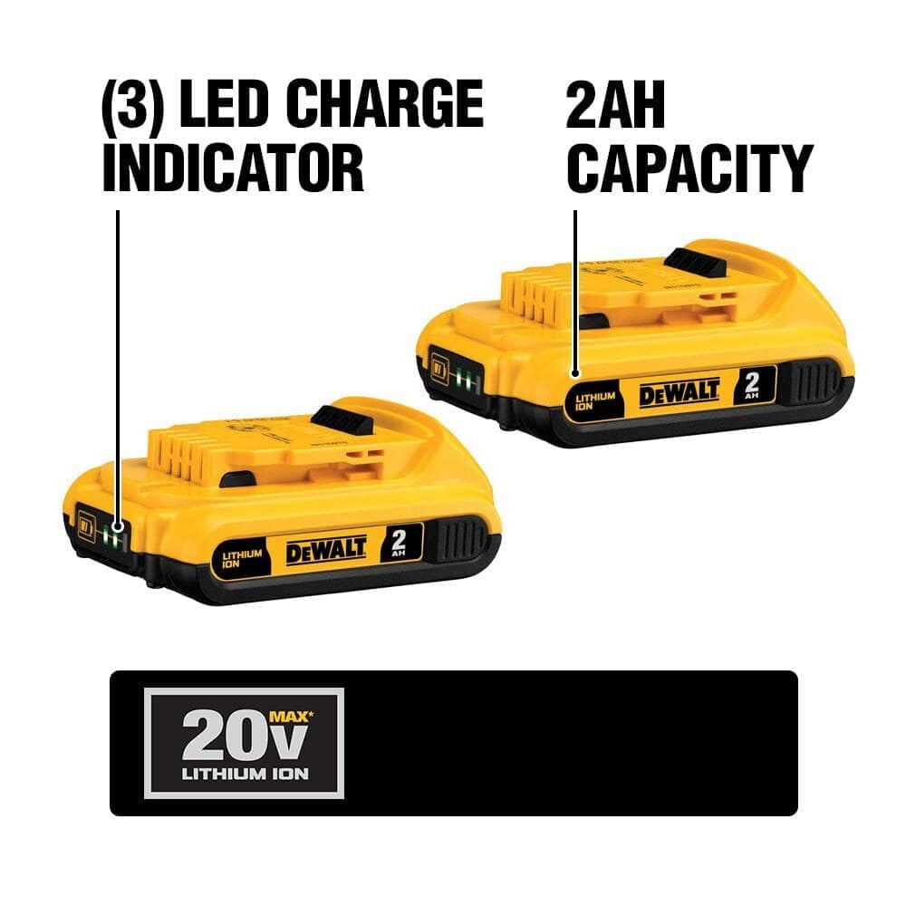 DEWALT DCB203-2 no memory and low self-discharge for reliability