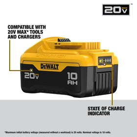 DEWALT DCB210-2 charging indicator close up communicates when to recharge