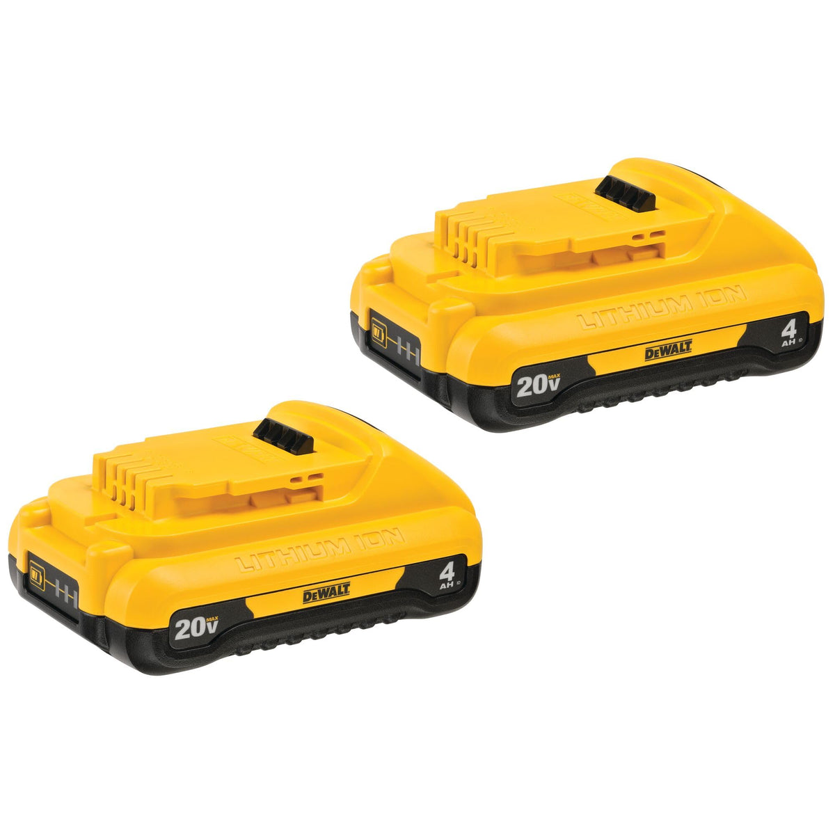 DEWALT DCB240-2 compact battery pack shown in slim form for extended runtime