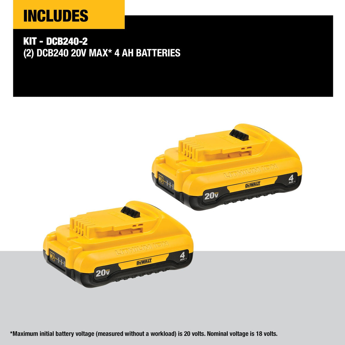 DEWALT DCB240-2 lightweight design enabling easy overhead use