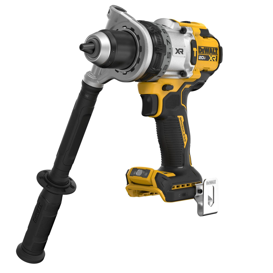 DEWALT DCD1007B front view highlights compact profile for tight spaces