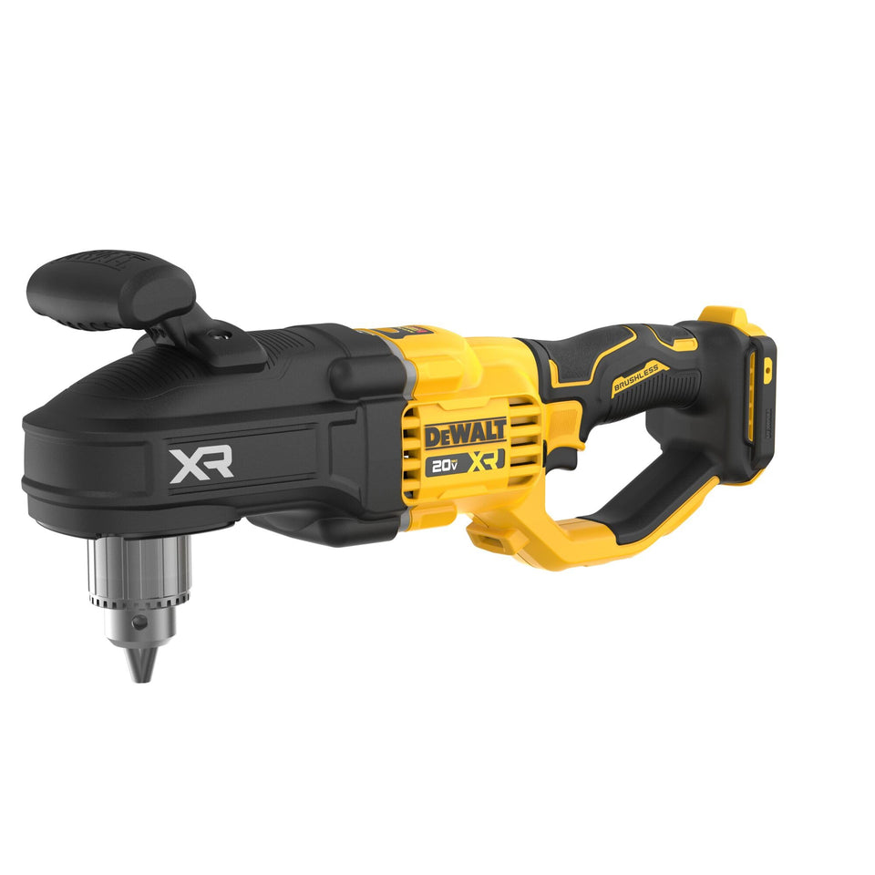 DEWALT DCD446B compact drill in use for stud and joist work.