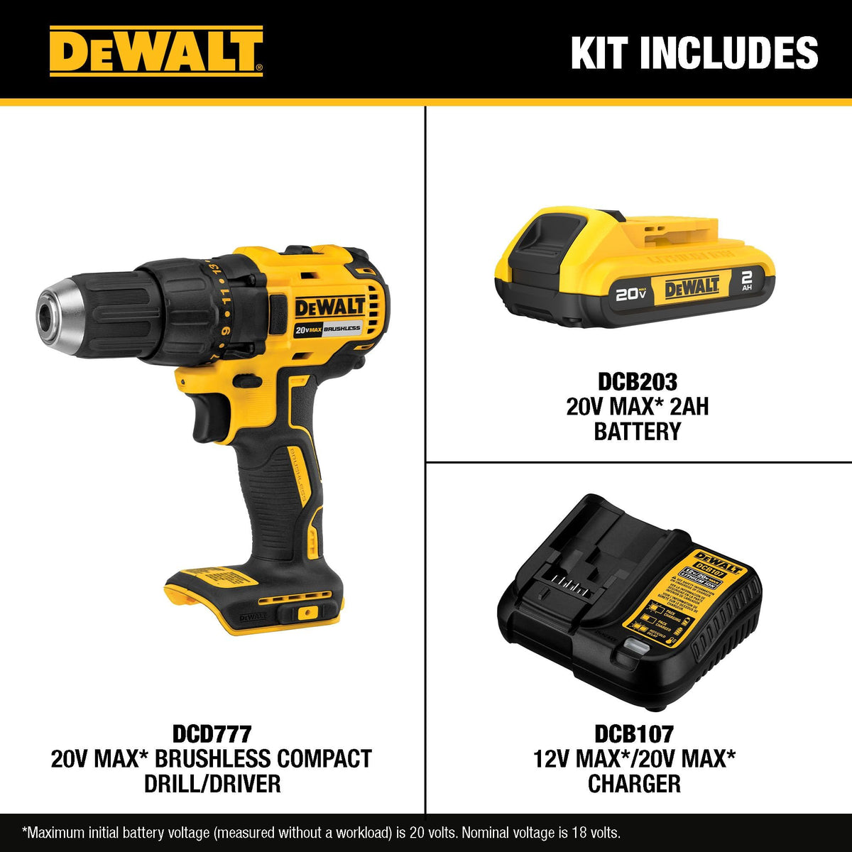 DEWALT DCD777D1 with LED light for dim workspace visibility