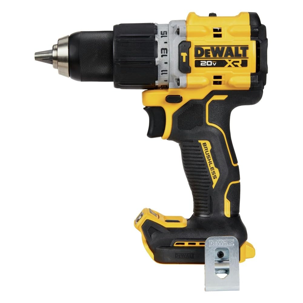 DEWALT DCD805B compact-length view emphasizes reach in confined areas.
