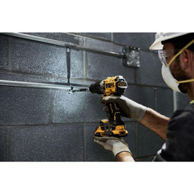 DEWALT DCD805B 70-lumen LED aids visibility in dim work areas.
