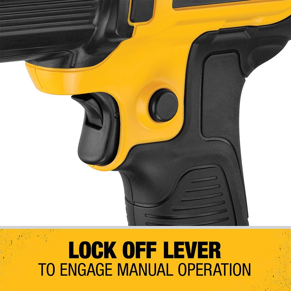 DEWALT DCE530B lock-on button enables hands-free operation