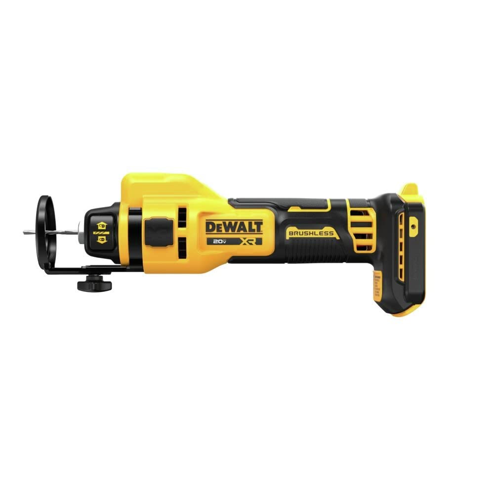 DEWALT DCE555B LED work light brightens panels for accurate cuts