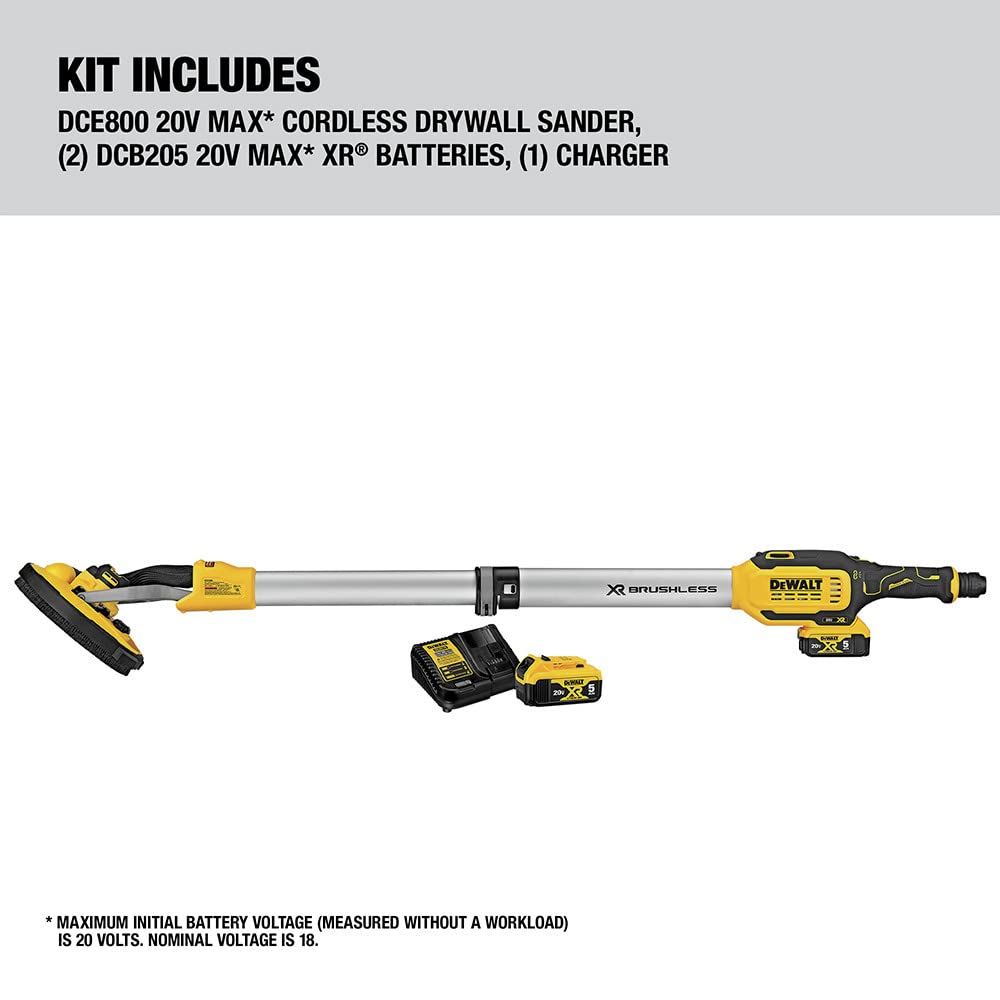 DEWALT DCE800B brushless motor highlights longer runtime and reduced maintenance.