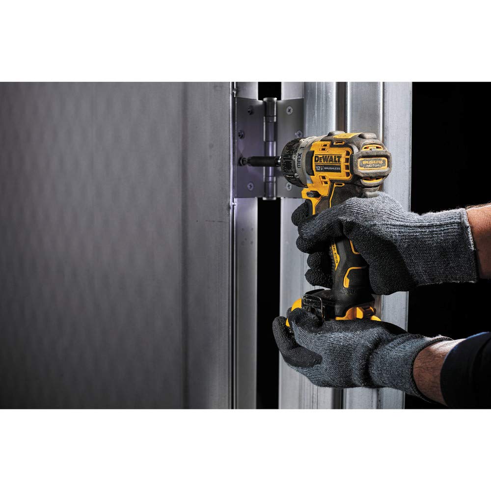 DEWALT DCF601B in-hand use shows compact 4.8-inch form