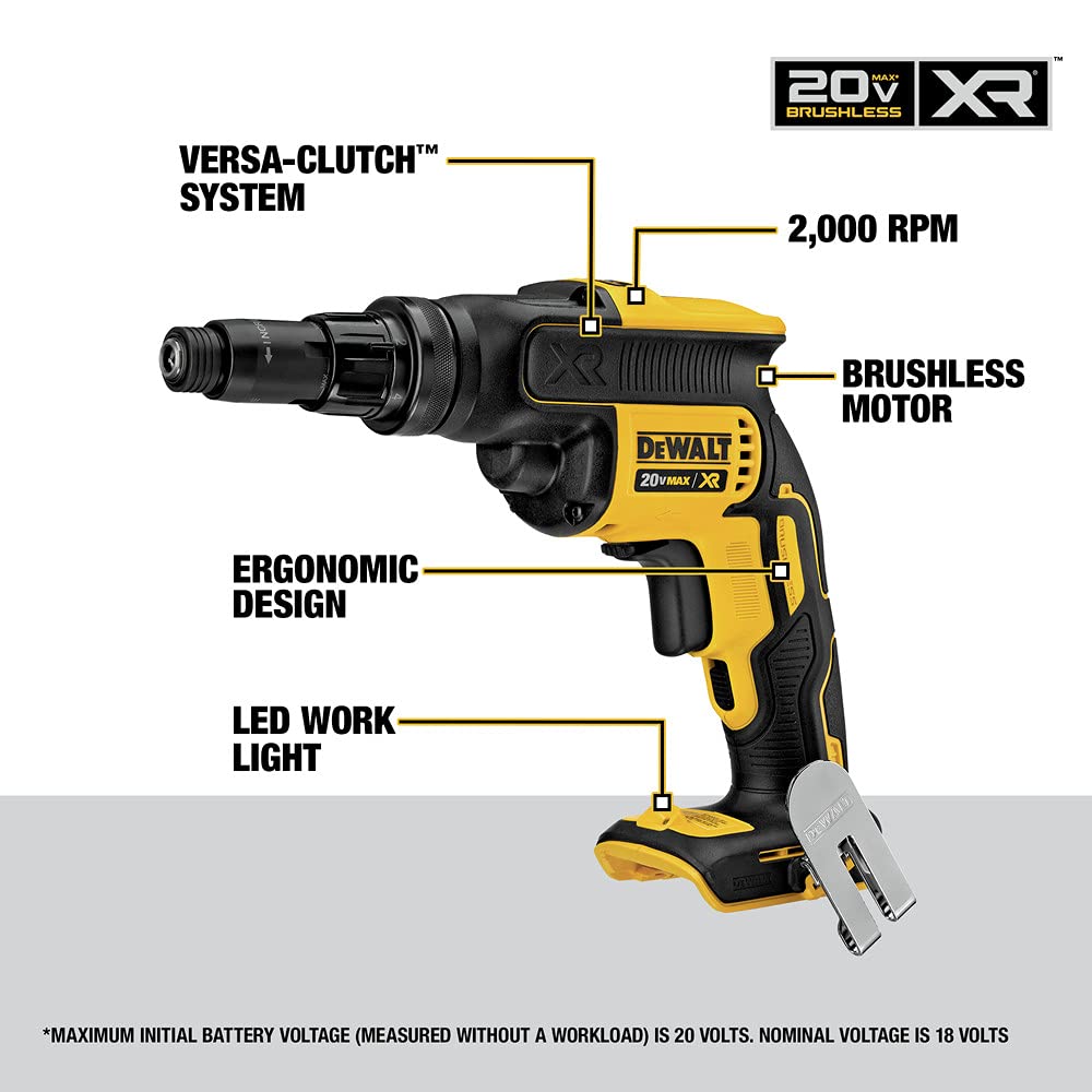 DEWALT DCF622B 2000 RPM performance for fast, clean screw driving
