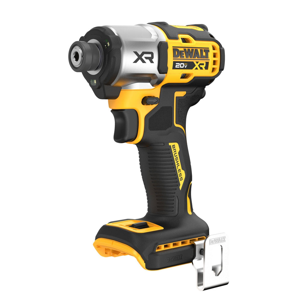 DEWALT DCF845B with LED work light enhances visibility for precise fastening in dim spaces