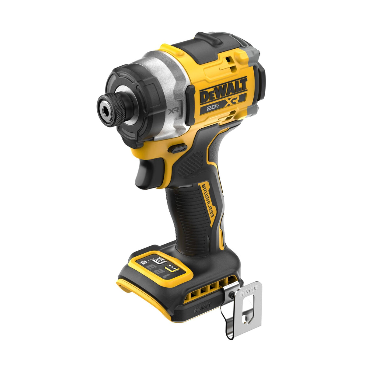 DEWALT DCF860B grip close-up demonstrates precise control during fast driving.