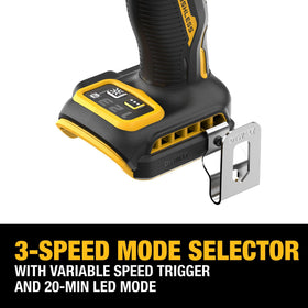 DEWALT DCF860QQ1 three-speed control for versatile driving tasks.