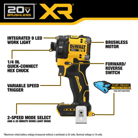 DEWALT DCF870B LED halo ring lighting the work area for precise driving