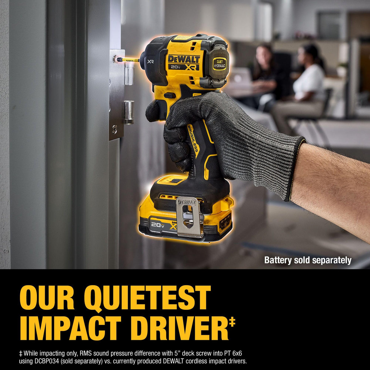DEWALT DCF870B operates quietly to reduce jobsite noise during driving