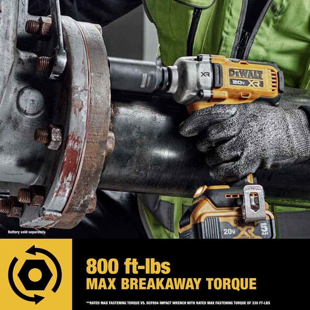DEWALT DCF891B belt clip attachment keeps the tool accessible.