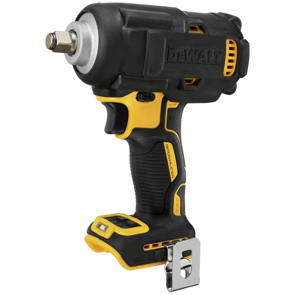 DEWALT DCF891B LED work light brightens the workspace during fastening.