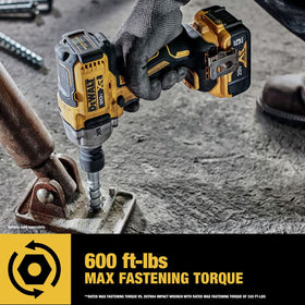 DEWALT DCF891B wheel lug application demonstrates high-torque performance.