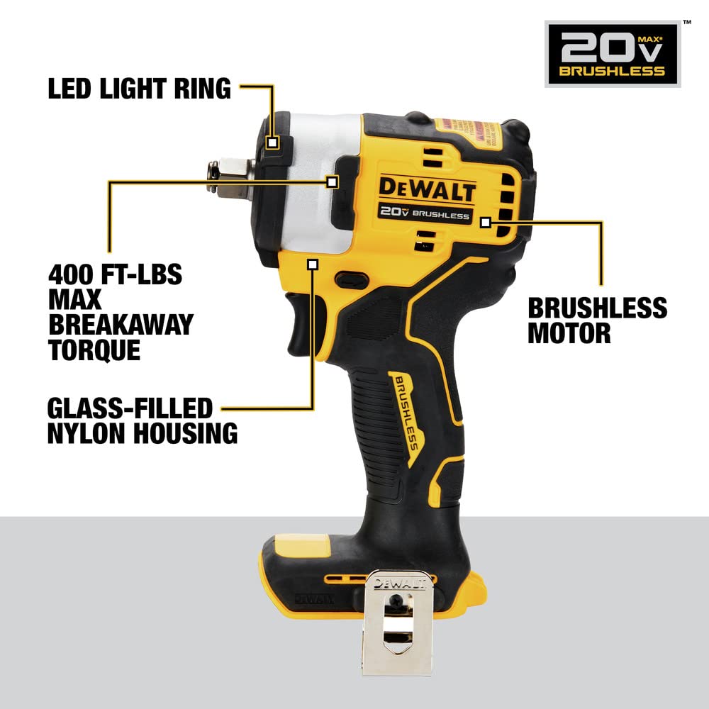 DEWALT DCF911B torque range up to 250 ft-lbs.