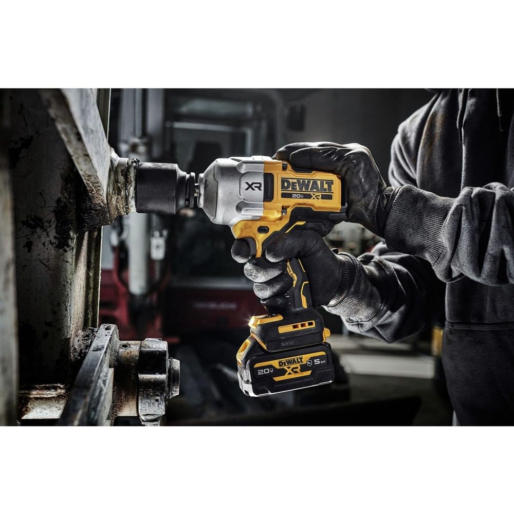 DEWALT DCF961B pipe flange application highlights heavy-duty fastening tasks.