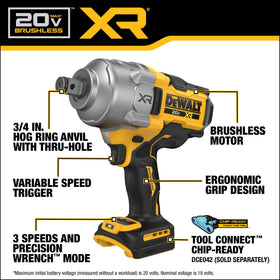 DEWALT DCF964B 4-mode switch and LED for versatile control.