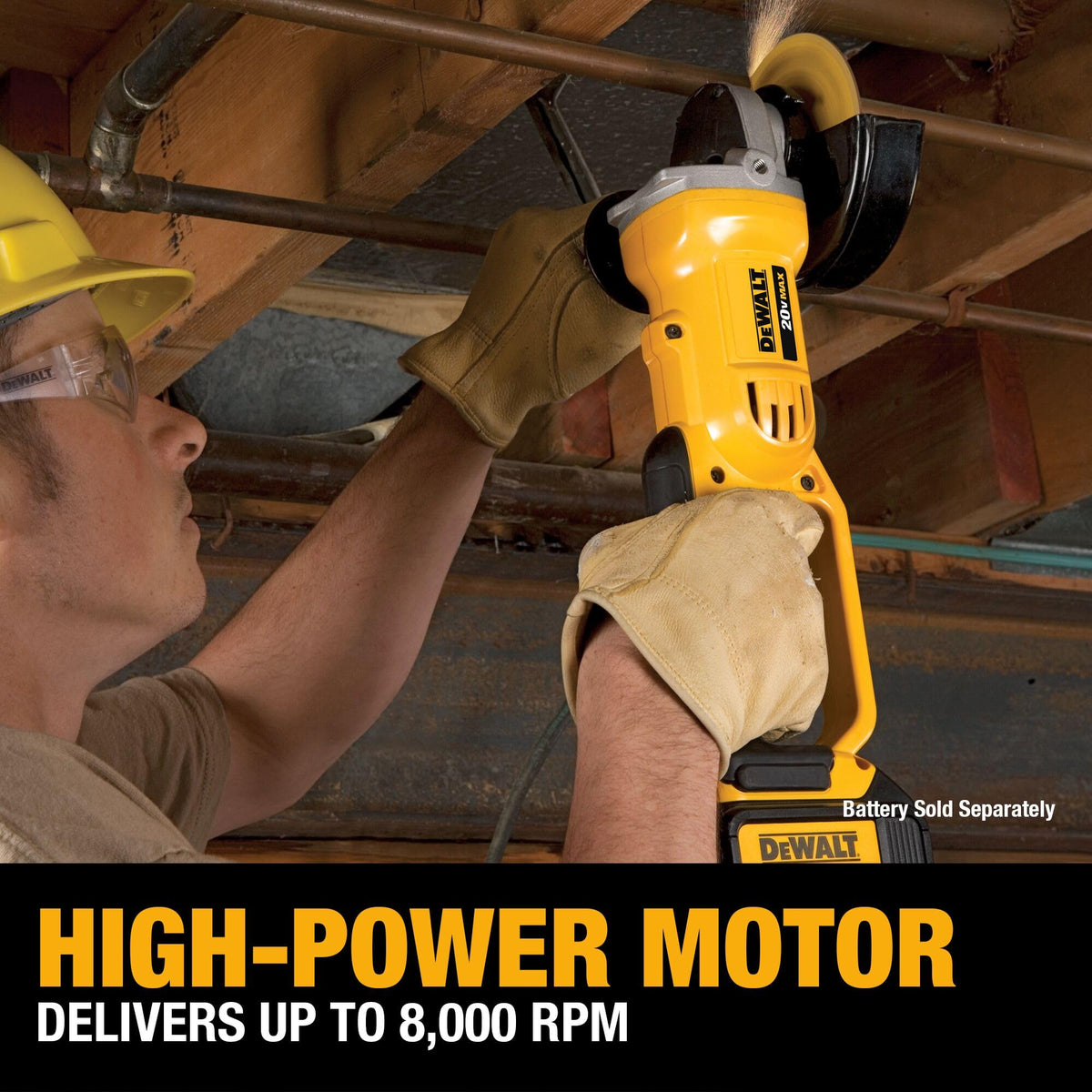 DEWALT DCG412B compact grinder body designed for balanced handling