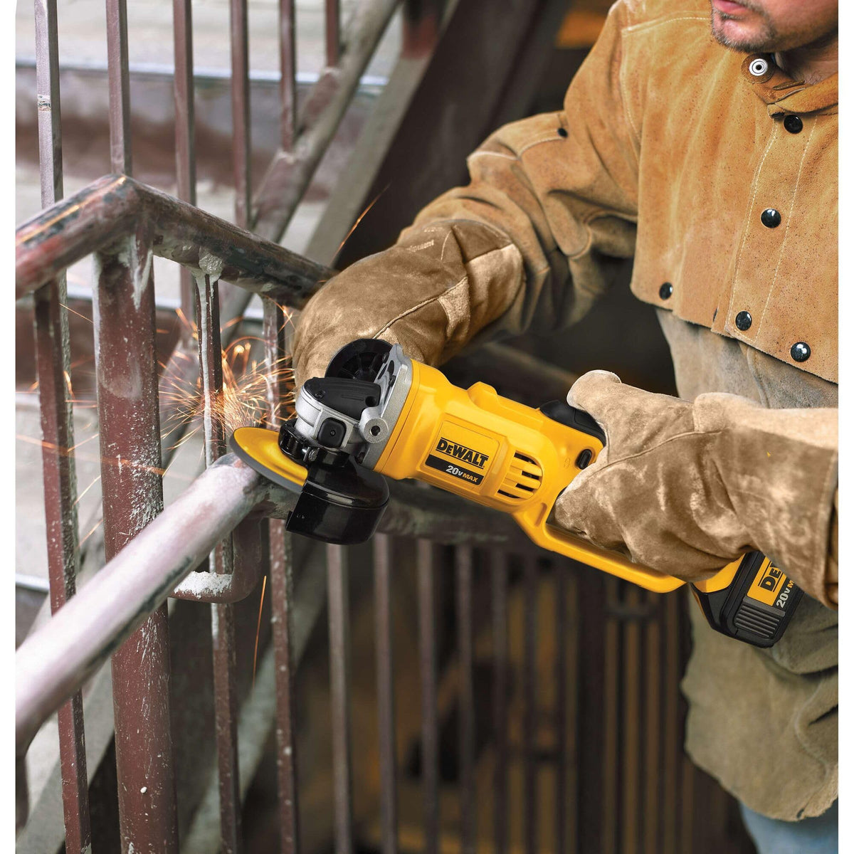 DEWALT DCG412B detailed grinding wheel area view