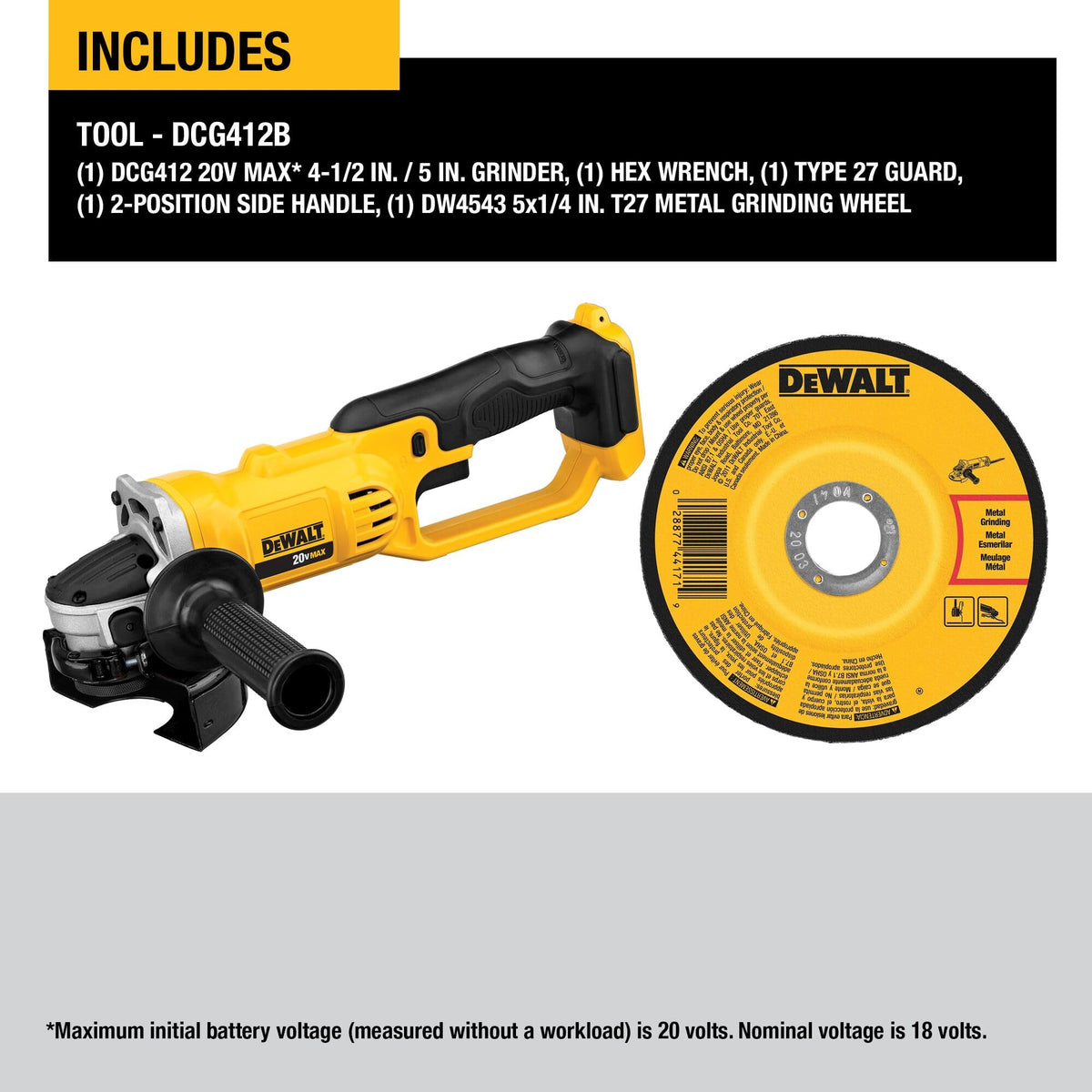 DEWALT DCG412B tool-free guard enables quick guard adjustments
