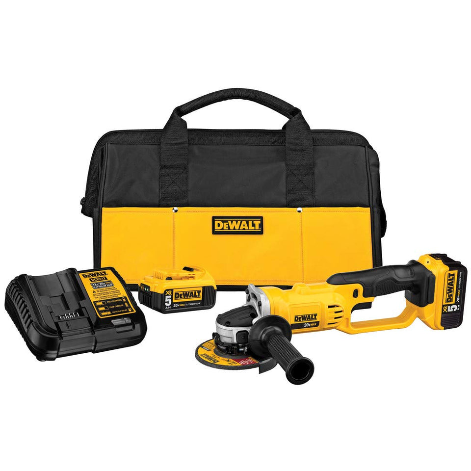 DEWALT DCG412P2 angle grinder motor delivers reliable power for cutting and grinding tasks.