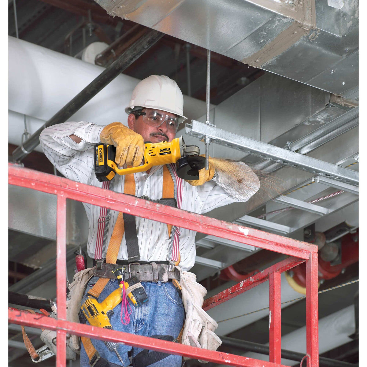 DEWALT DCG412P2 angle grinder Quick-Change Wheel Release enables tool-free wheel swaps.