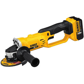 DEWALT DCG412P2 angle grinder with 2-position side handle improves control and comfort.