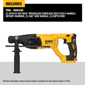 DEWALT DCH133B close-up of brushless motor for extended runtime.