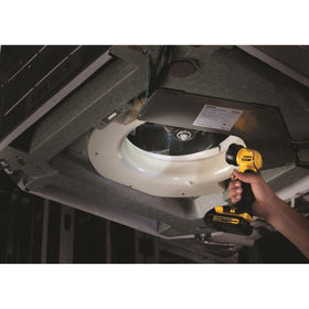 DEWALT DCL040's integral hook enables hands-free placement on diverse surfaces.