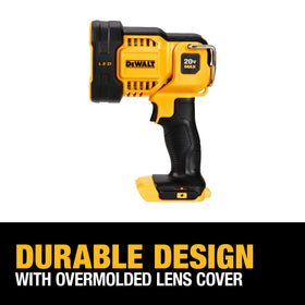 DEWALT DCL043 pivoting head enables multi-directional lighting and hands-free use.