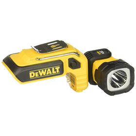 DEWALT DCL044 LED work light front view showing compact brightness for portable use