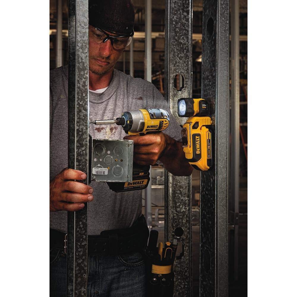 DEWALT DCL044 tool-only design highlighting compatibility with batteries (not included)