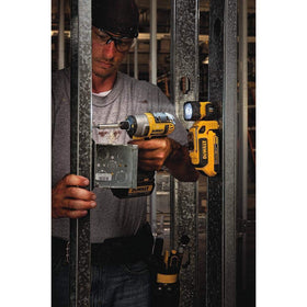 DEWALT DCL044 tool-only design highlighting compatibility with batteries (not included)