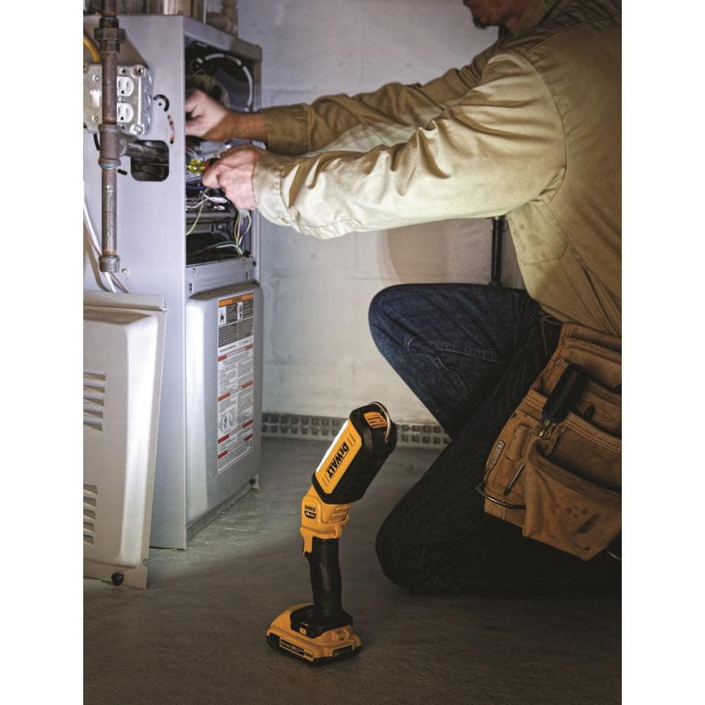 DEWALT DCL050 pivoting head allows precise light direction across surfaces.