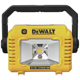 DEWALT DCL077B LED work light with 360-degree handle for versatile lighting setups.