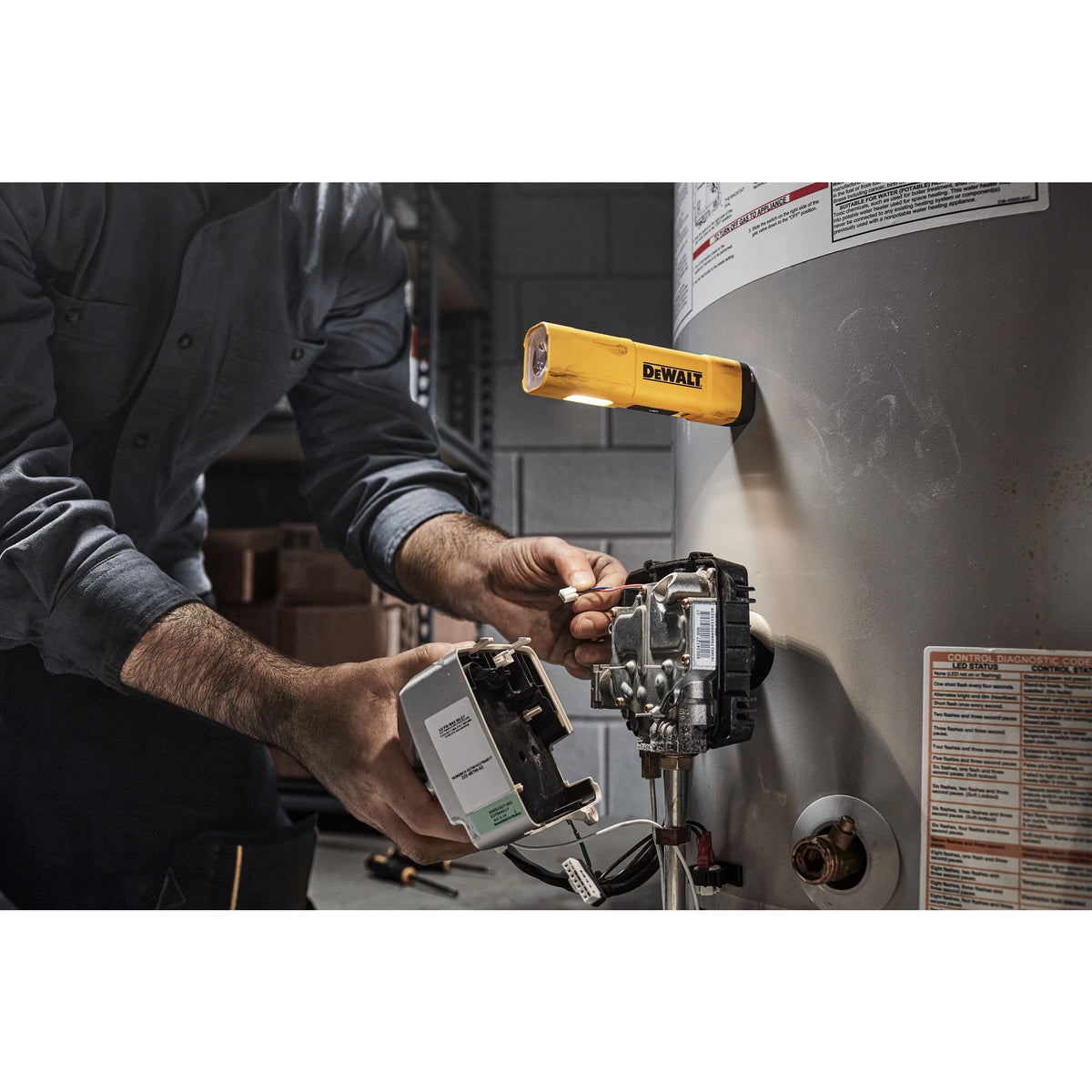 DEWALT DCL183 charging cord included for immediate use on site.