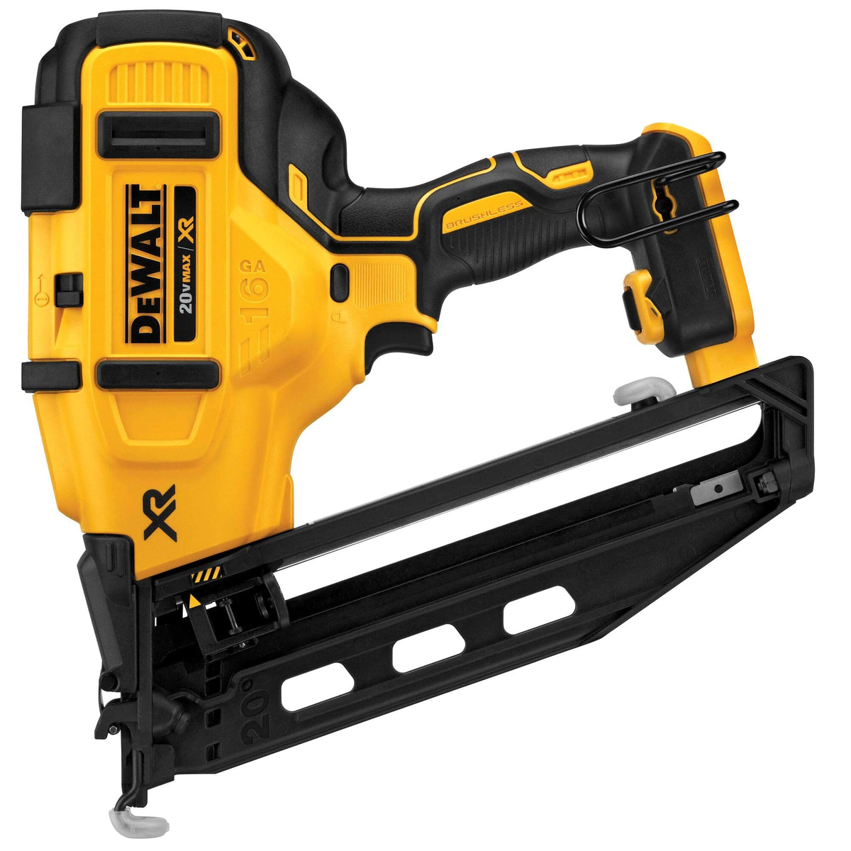 DEWALT DCN660B angled finish nailer ready for precise trim installs