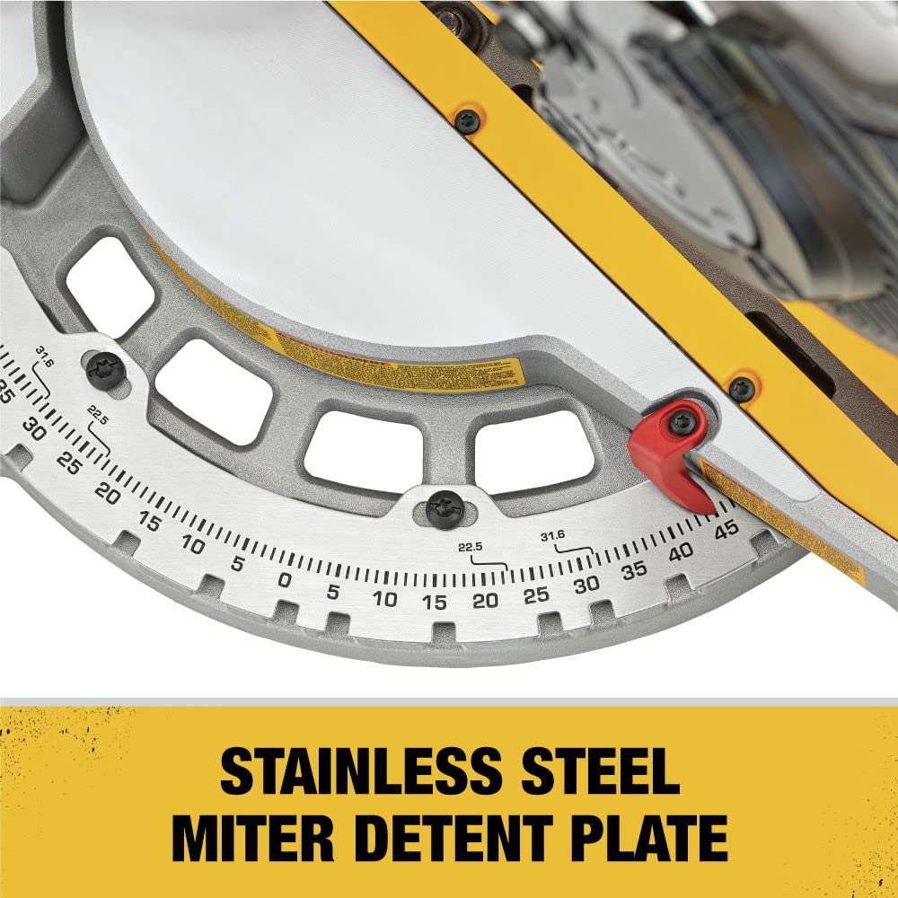 DEWALT DCS361B base vertical capacity enables clean baseboard cuts.